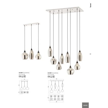 Redo 01-3193 - Candelabro suspenso TANNER 3xE14/28W/230V