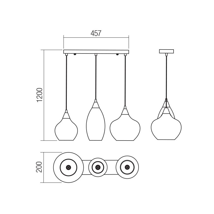 Redo 01-3193 - Candelabro suspenso TANNER 3xE14/28W/230V