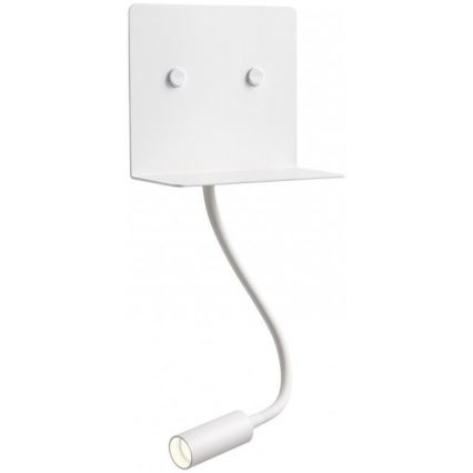 Redo 01-3210 - Iluminação de parede LED com uma pequena lâmpada flexível MOKA LED/6W + LED/3W/230V USB CRI90 branco