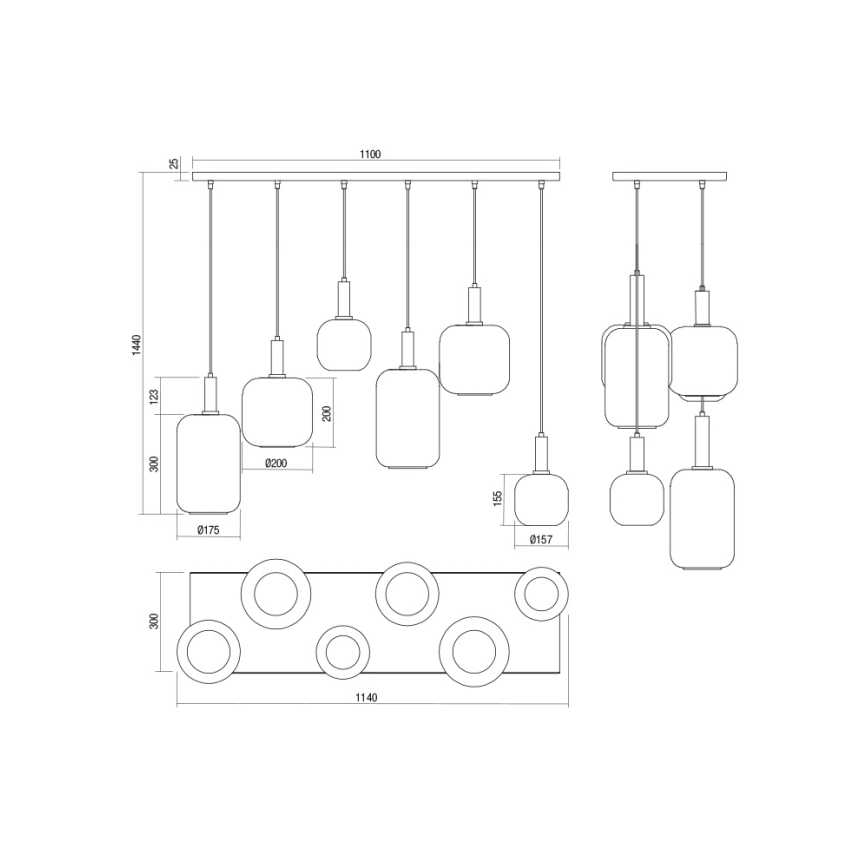 Redo 01-3215 - Candelabro suspenso BRINA 6xE27/23W/230V