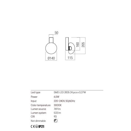 Redo 01-3240 - Luminária de parede LED SINCLAIR LED/6,5W/230V CRI 93 IP21 preta