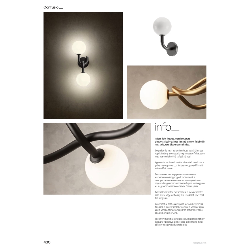 Redo 01-3257 - Lustre com haste CONFUSIO 3xE14/28W/230V Ø 76 cm preto