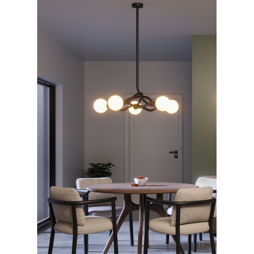 Redo 01-3259 - Lustre em haste CONFUSIO 5xE14/28W/230V Ø 96 cm preto