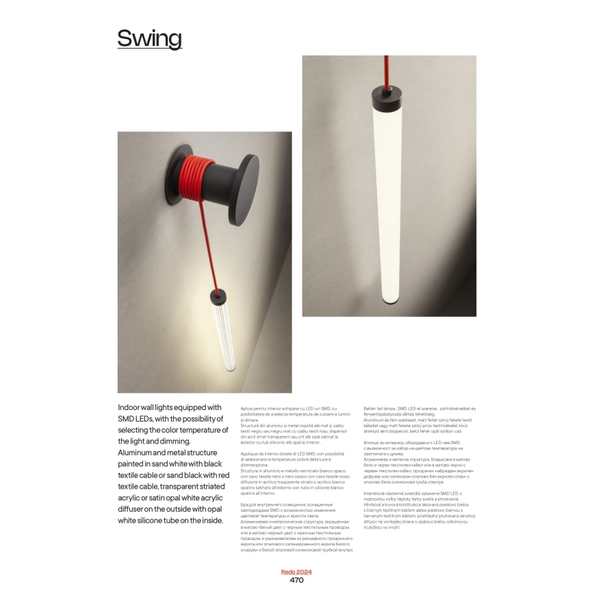 Redo 01-3303 - Arandela LED dimerizável SWING LED/16W/230V 3000/4000K IRC 90 branca