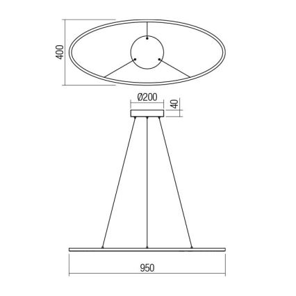 Redo 01-3338 - Lustre LED regulável suspenso por cabo LEO LED/48W/230V 3000/4000K CRI 90 40x95 cm bronze
