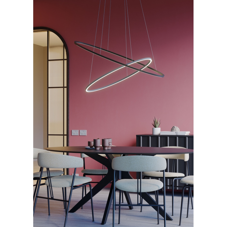 Redo 01-3339 - Lustre pendente LED dimerizável LEO LED/48W/230V 3000/4000K IRC 90 40x95 cm preto