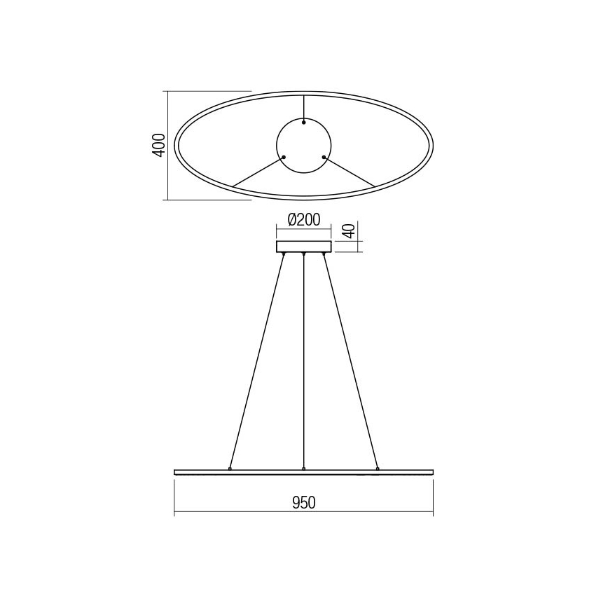 Redo 01-3339 - Lustre pendente LED dimerizável LEO LED/48W/230V 3000/4000K IRC 90 40x95 cm preto