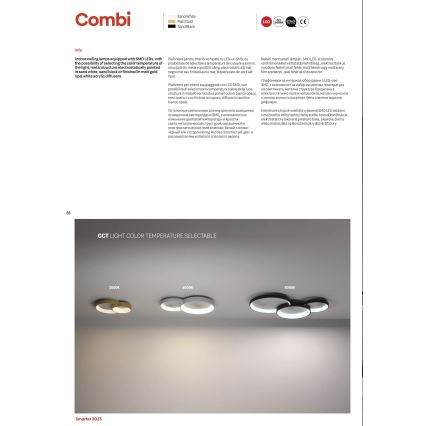 Redo 01-3375 - Luminária de teto LED dimmerizável COMBI LED/72W/230V 3000/4000/6000K CRI98 preta