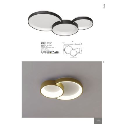 Redo 01-3375 - Luminária de teto LED dimmerizável COMBI LED/72W/230V 3000/4000/6000K CRI98 preta
