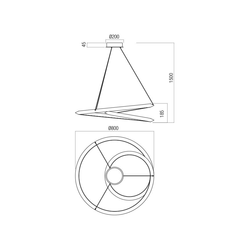 Redo 01-3378 - Lustre suspenso dimerizável em cabo STORM LED/60W/230V 3000/4000/6000K CRI 90 diâmetro 80 cm preto