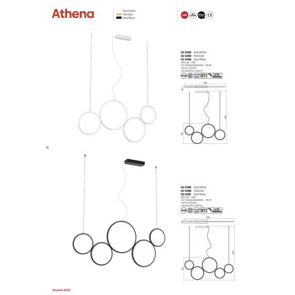 Redo 01-3382 - Candelabro suspenso LED com regulação ATHENA LED/40W/230V 3000/4000/6000K CRI98 branco