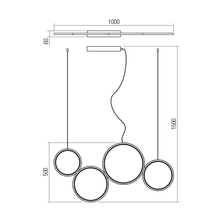 Redo 01-3382 - Candelabro suspenso LED com regulação ATHENA LED/40W/230V 3000/4000/6000K CRI98 branco