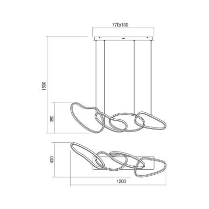 Redo 01-3390 - Lustre LED dimerizável com cabo de suspensão BIAS LED/90W/230V 3000/4500/6500K IRC 90 preto