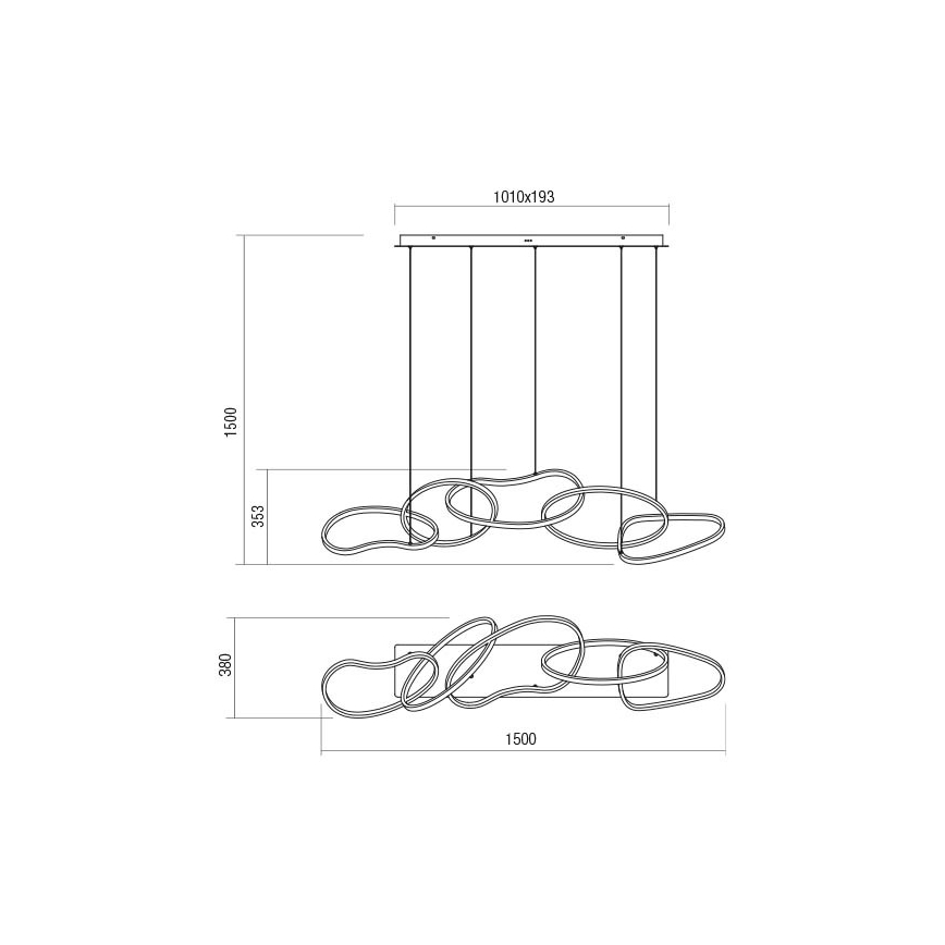 Redo 01-3393 - Lustre LED dimerizável suspenso por cabo BIAS LED/120W/230V 3000/4500/6500K IRC 90 preto
