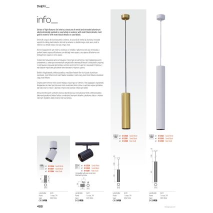 Redo 01-3402 - Candeeiro direcionável DELPHI 2xGU10/7W/230V dourado