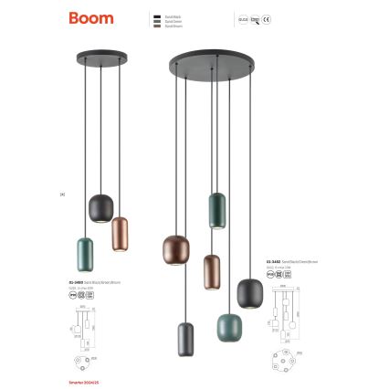 Redo 01-3481 - Candeeiro suspenso BOOM 5xGU10/10W/230V preto/verde/castanho