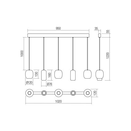 Redo 01-3481 - Candeeiro suspenso BOOM 5xGU10/10W/230V preto/verde/castanho