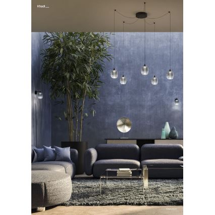 Redo 01-3487 - Lustre LED dimável com cabo KHADI 5xLED/5,2W/230V CRI 90 aranha preta/fumada