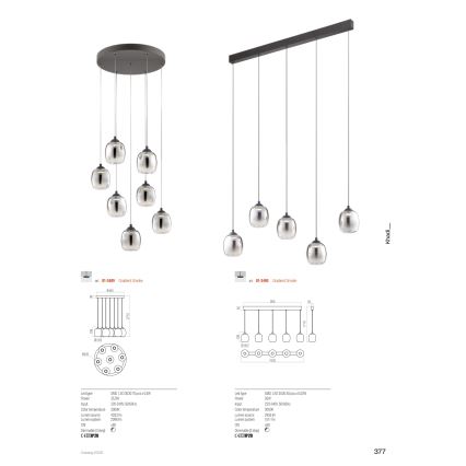 Redo 01-3489 - Lustre pendente LED dimerizável KHADI suspenso por cabo 7xLED/5W/230V CRI 90 Ø 52 cm preto/fumê