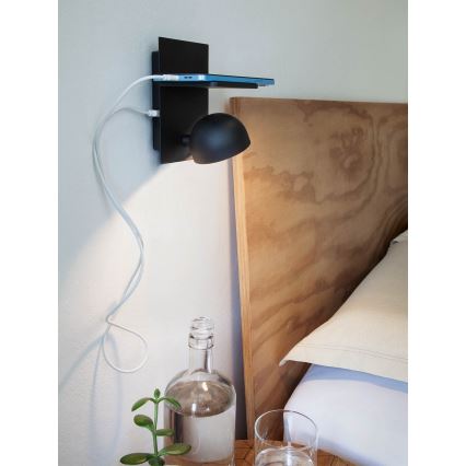 Redo 01-3491 - Foco de parede LED SEIBI LED/7W/230V USB CRI 90 preto