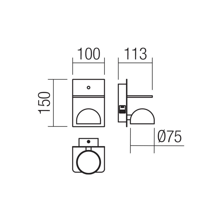 Redo 01-3491 - Foco de parede LED SEIBI LED/7W/230V USB CRI 90 preto