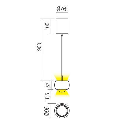 Redo 01-3546 - Candeeiro suspenso LED AVES LED/12W/230V diâmetro 9,6 cm CRI 90 branco