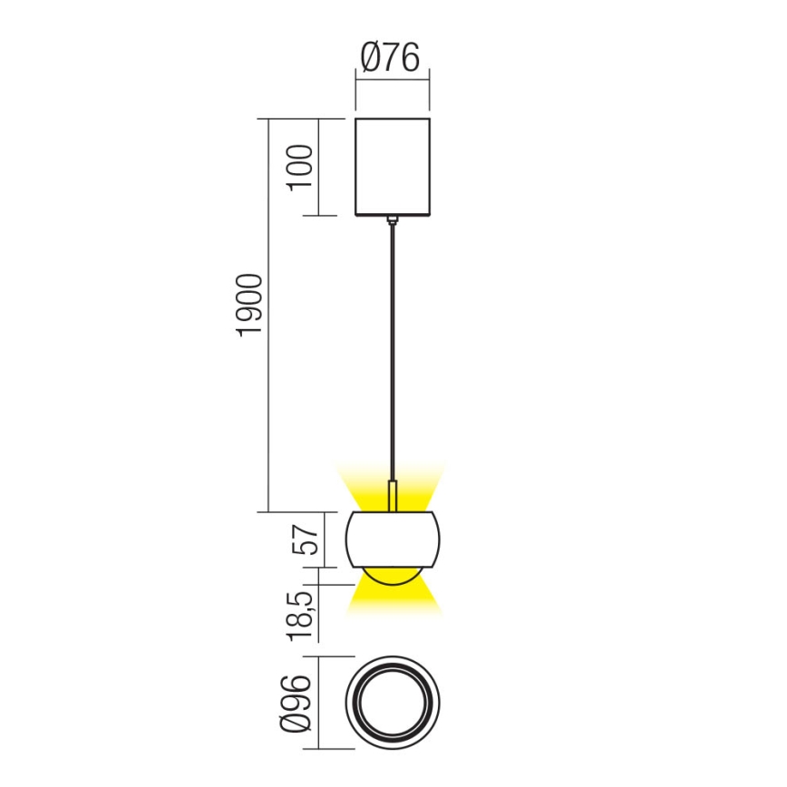 Redo 01-3546 - Candeeiro suspenso LED AVES LED/12W/230V diâmetro 9,6 cm CRI 90 branco