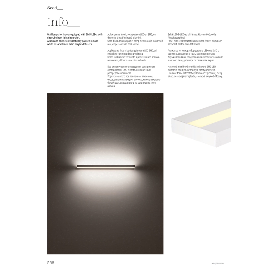 Redo 01-3555 - Iluminação de parede LED SEED LED/30W/230V preto