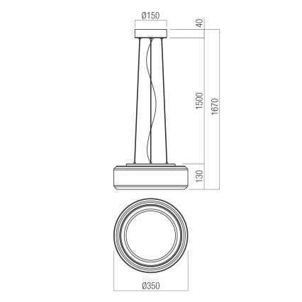 Redo 01-3591 - Candeeiro suspenso LED SOLERA LED/24W/230V diâmetro 35 cm CRI 93 3000/4000K cinzento