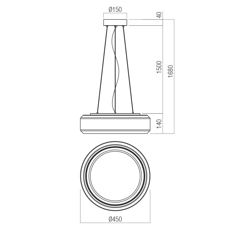 Redo 01-3592 - Candeeiro suspenso LED SOLERA LED/36W/230V diâmetro 45 cm CRI 93 3000/4000K cinzento