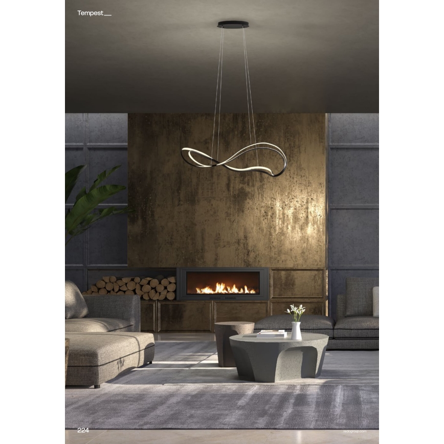 Redo 01-3599 - Lustre LED dimerizável suspenso por cabo TEMPEST LED/58W/230V preto