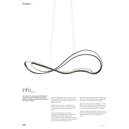 Redo 01-3599 - Lustre LED dimerizável suspenso por cabo TEMPEST LED/58W/230V preto