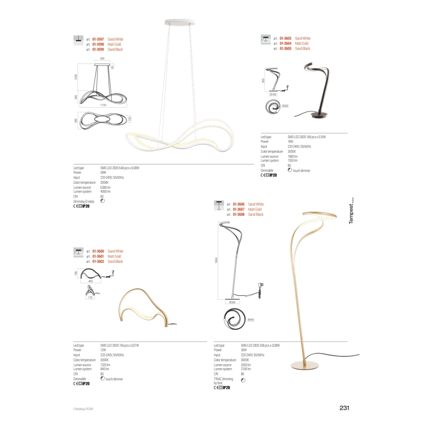 Redo 01-3599 - Lustre LED dimerizável suspenso por cabo TEMPEST LED/58W/230V preto