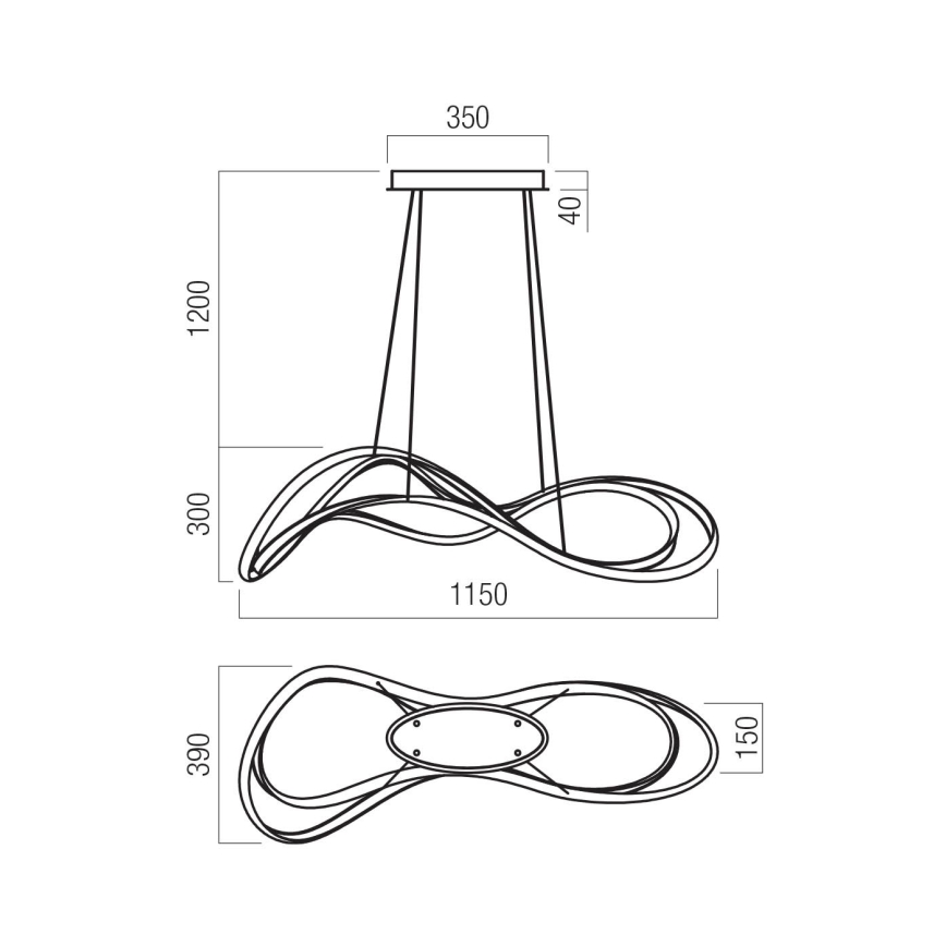 Redo 01-3599 - Lustre LED dimerizável suspenso por cabo TEMPEST LED/58W/230V preto