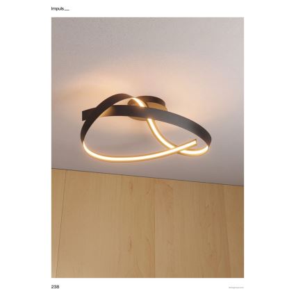 Redo 01-3614 - Candeeiro de teto LED dimerizável IMPULS LED/34W/230V, diâmetro 60 cm, preto