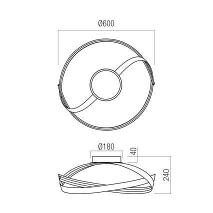 Redo 01-3614 - Candeeiro de teto LED dimerizável IMPULS LED/34W/230V, diâmetro 60 cm, preto