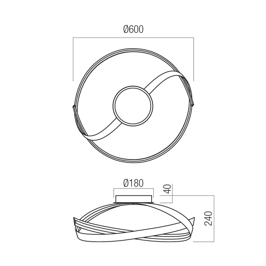 Redo 01-3614 - Candeeiro de teto LED dimerizável IMPULS LED/34W/230V, diâmetro 60 cm, preto