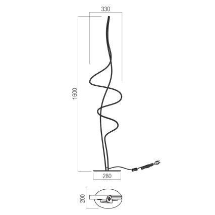 Redo 01-3626 - Candeeiro de pé LED regulável IMPULS LED/36W/230V preto