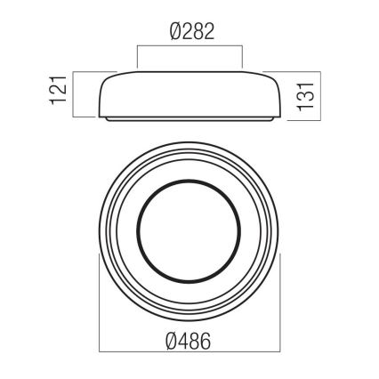 Redo 01-3722 - Luminária de teto LED DIP, 30W/230V, 2700/3000/4000/5000/6500K, IRC 90, Ø 48,6 cm, preta