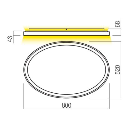 Redo 01-3810 - Luminária de teto LED dimerizável NOBU LED/80W/230V 3000/4000K CRI 90 dourada