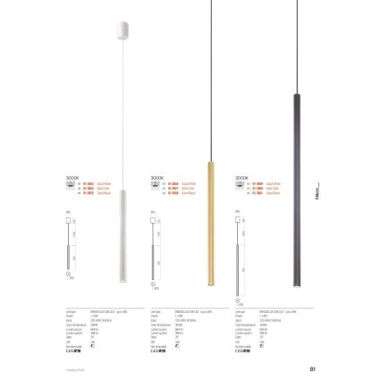 Redo 01-3859 - Lustre LED suspenso NIKOS LED/8W/230V 3000K CRI 90 Ø 6 cm branco