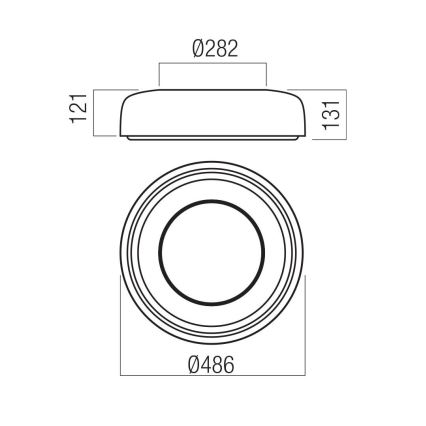 Redo 01-3940 - Plafon LED DIP, 30W, 230V, 2700/3000/4000/5000/6500K, CRI 90, Ø 48,6 cm, branco