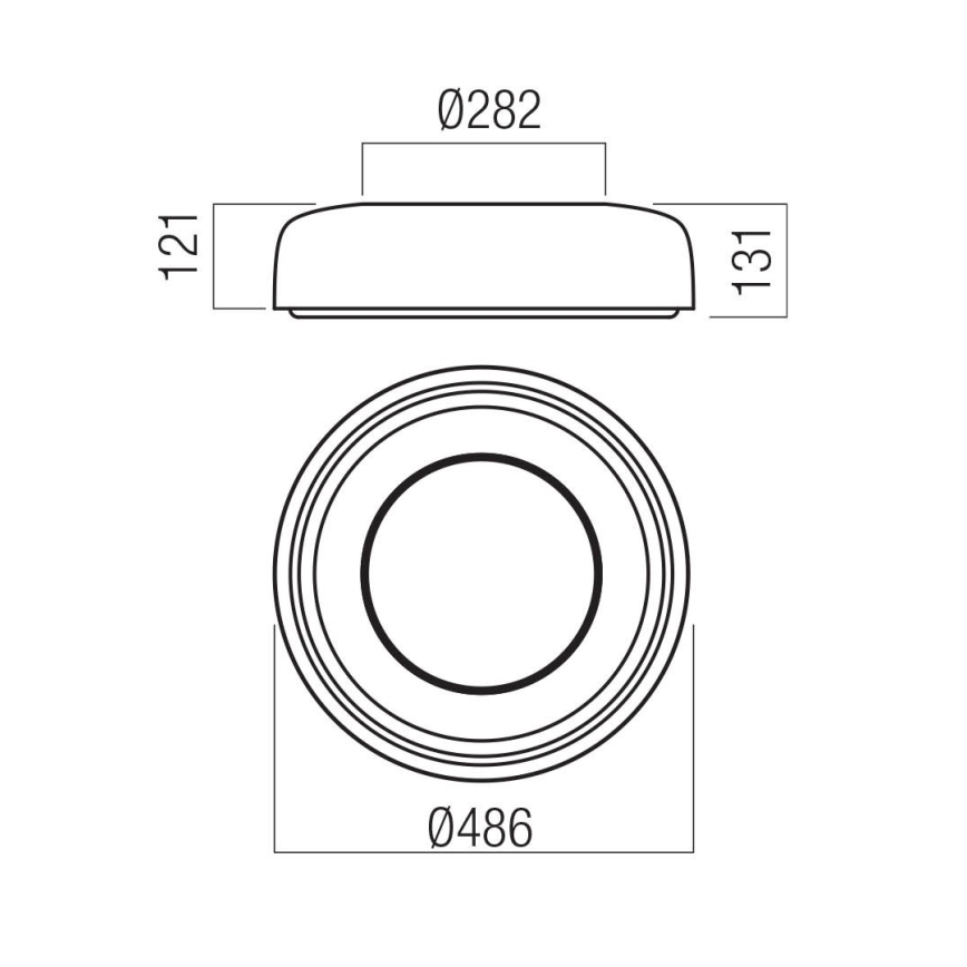 Redo 01-3940 - Plafon LED DIP, 30W, 230V, 2700/3000/4000/5000/6500K, CRI 90, Ø 48,6 cm, branco