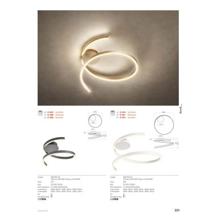 Redo 01-4011 - Luminária de teto LED regulável SCROLL LED/38W/230V 3000K/4000K/6000K CRI 90 diâmetro 60 cm dourada