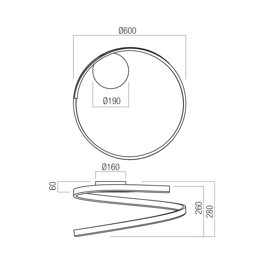 Redo 01-4011 - Luminária de teto LED regulável SCROLL LED/38W/230V 3000K/4000K/6000K CRI 90 diâmetro 60 cm dourada