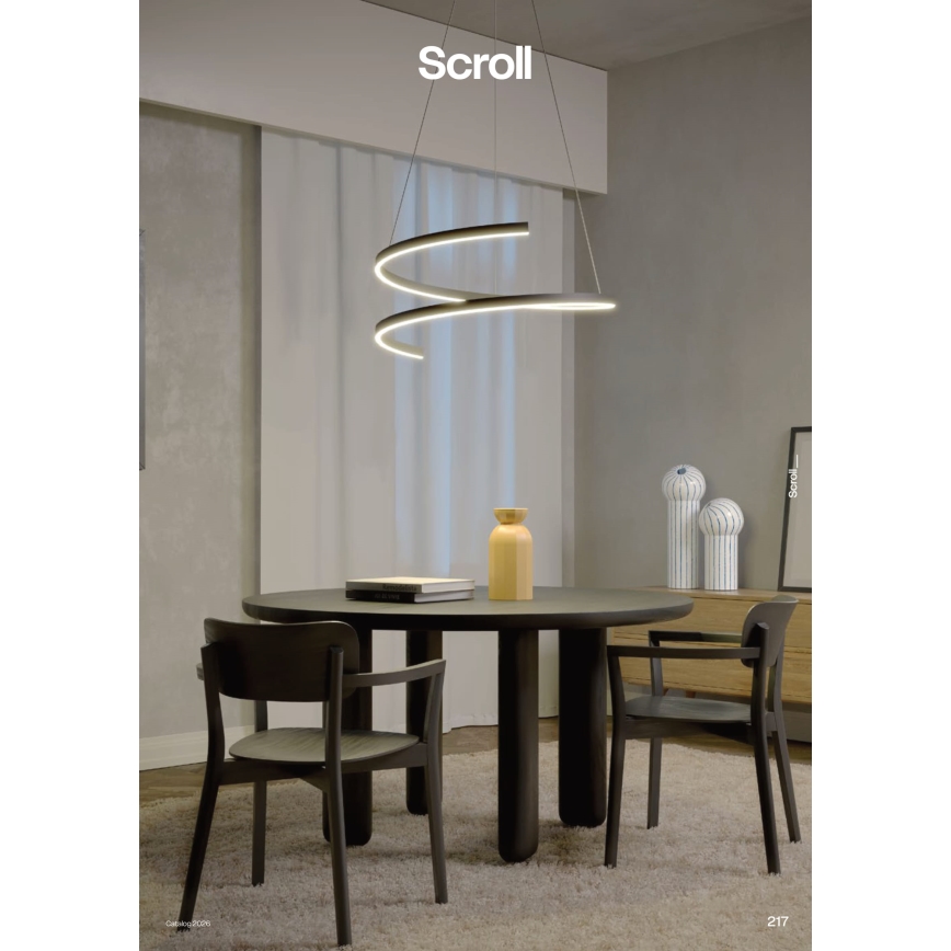 Redo 01-4015 - Lustre LED dimerizável suspenso por cabo SCROLL LED/38W/230V 3000K/4000K/6000K CRI 90 Ø 60 cm preto