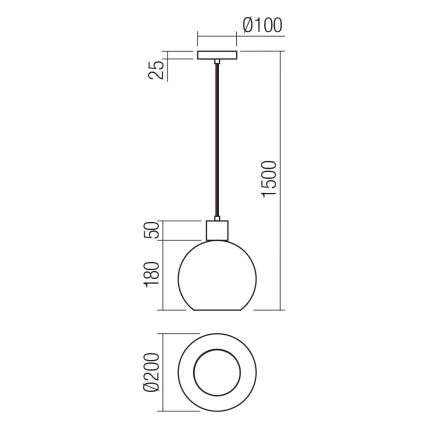 Redo 01-4045 - Candeeiro suspenso ATLANTIS 1xE27/42W/230V diâmetro 20 cm preto