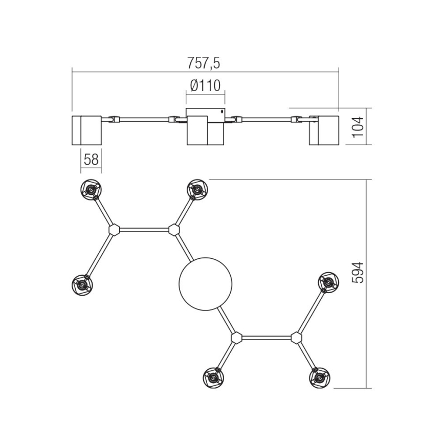 Redo 01-4048 - Foco WEBB 6xGU10/10W/230V preto