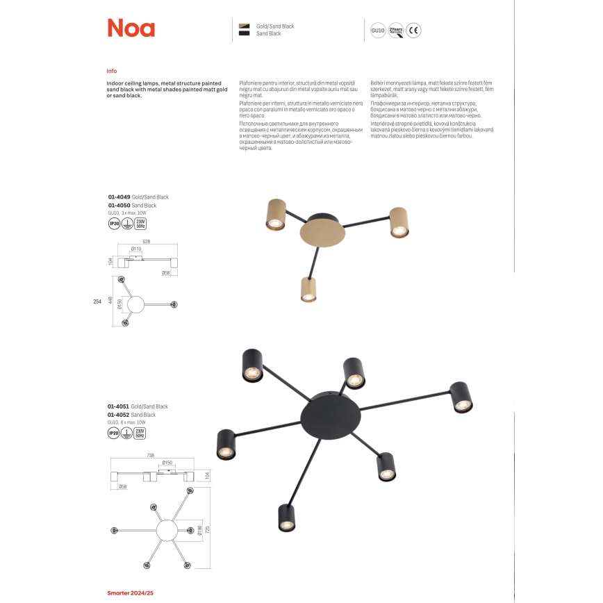 Redo 01-4050 - Foco NOA 3xGU10/10W/230V preto