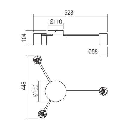 Redo 01-4050 - Foco NOA 3xGU10/10W/230V preto